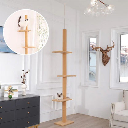 arbre a chat beige 3 etages avec 1 chat