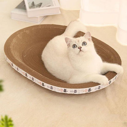 griffoir oval creux avec un chat allonge un cote