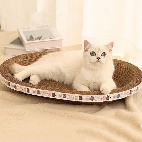 griffoir oval creux avec un chat allonge