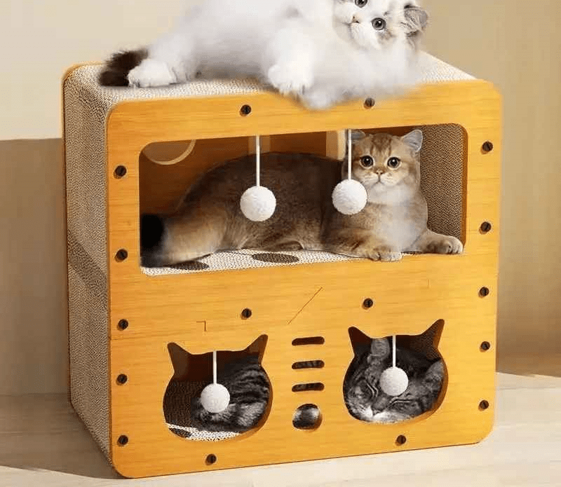 niche pour chat multifonction etage habite par trois chats