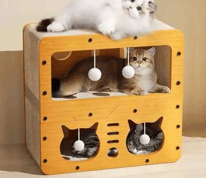 niche pour chat multifonction etage habite par trois chats